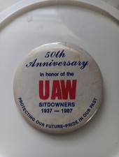 Vtg  1987 UAW Pin 50th Anniversary For Sit Down 2 1/2