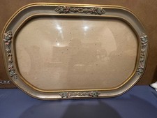 Antique Gilt Wood Oval Octagon Convex Bubble Glass Frame Victorian Floral Ornate picture