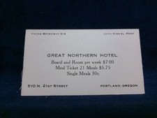 GREAT NORTHERN HOTEL PORTLAND OREGON CIRCA EARLY 1900S BUSINESS CARD NO PHONE picture
