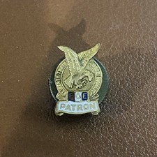Vintage FOE PATRON Fraternal Order Of Eagles Screw Back Post Lapel Pin Enameled picture