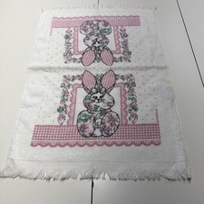 NWOT VTG Cannon Kitchen Towel 1980s-1990s Made USA Bunny Flowers Country Cotton picture