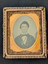 Ruby Glass Ambrotype Young Man c1860 Civil War Era Cased Portrait picture