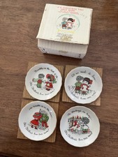 VINTAGE 1976 ENESCO MINI CHRISTMAS PLATES new old stock box set of 4  picture