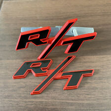 2X OEM For RT Front Grill Emblems R/T Badge Trunk Rear Red Black Car Sticker picture