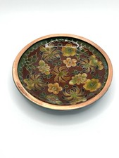 Vintage Chinese Cloisonne Enamel Bowl Floral Design Rich Colors Copper Rim China picture