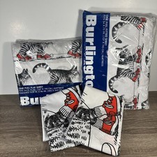 Vintage Burlington KLIBAN CAT Walking w/Red Sneakers 80's Full Sheet Set NOS USA picture