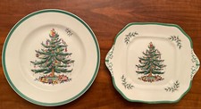 Preowened Spode Christmas Tree Dinner Plate and Platter 10 3/4