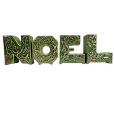 Vintage Ceramic Lipper & Mann NOEL Green Holly Christmas Candle Holders Japan picture