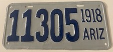 Vintage 1918 Arizona License Plate 11305 REPAINT RESTORED ALPCA Number picture