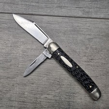 Vintage Kingston USA 2 Blade Jack Pocket Knife Black Jigged Handle picture