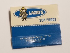 Vtg 1960s Matchbook - LAZIO's Sea Foods Restaurant, Eureka, CA - NEW Unstruck picture