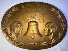 VTG large USA 1776-1976 Bicentennial Resin Wall Plaque/Washington/Ford Read  picture