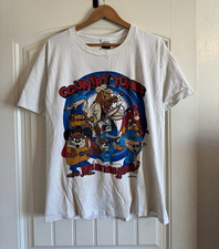 Vintage Looney Tunes Country Tunes Torch & Twang Melodies White Cotton T-Shirt L picture
