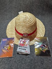 Round 1 One Piece English Promo Cards - Full Set of 10 + Keychains & Hat picture