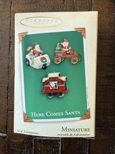 HERE COMES SANTA 2003 Hallmark Keepsake Set of 3 Miniature Ornaments NIB picture