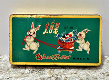 Vintage 1970s White Rabbit Milk Candy Tin Box Chinese Bright Advertising Kitschy picture