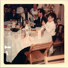 Vintage 1966 Kodak Kodachrome Print Family Dinner Gathering Photograph picture