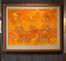 VTG Jim Tillett Silkscreen Nautical Ship Identification Chart St Thomas Framed picture