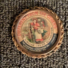 Antique Sharples Cream Separator Celluloid & Metal Pin  *West Chester, PA* picture