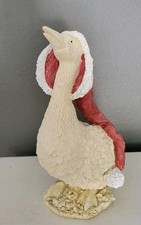 Vintage Country Christmas Goose Geese Santa Hat Statue Figurine Cottagecore 80s picture