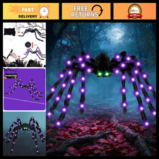 6.6Ft Halloween Light Up Giant Spider,Scary Large Hairy Spider with Green Lighte picture