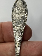 Antique Silver P&B Baby Fork Etched Face Rare 12 grams 1901-1920 Art Deco picture