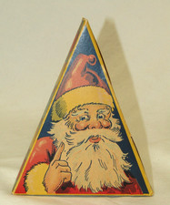 USA Antique Triangle Santa Candy Container Box Vintage Christmas Ornament 1930s picture