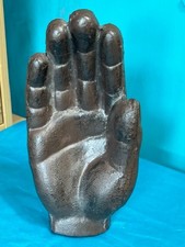 Vtg Heavy Cast Iron Modernist Abstract Hand Sculpture, Keys/Change Holder picture