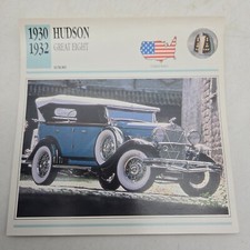 1930 1932 Hudson Great Eight Sport Classic Cars Collectors Club Card 90s VTG picture