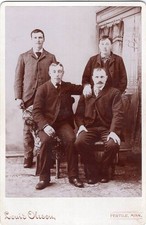 Antique Cabinet Photo Four Handsome College-age Young Men in Suits Fertile MI picture