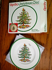VTG Spode Christmas Tree 4 Dinner Plates S3324 10.75” England Original 1993 NIB picture