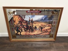 Vintage Budweiser Beer Mirror Sign King Ashurbanipal picture