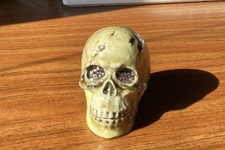 Ciel Jeweled Enamel Skull Metal Keepsake Box Purple Crystal Eyes Hinged Magnet picture