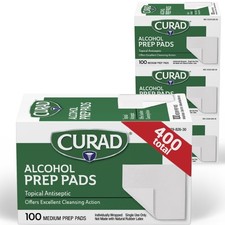 CURAD Alcohol Prep Pads, 400 Count, Medium 70% Isopropyl Alcohol Wipes, picture