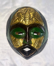 Handmade African Decorative Beaded Face Mask Wall Hanging Black picture
