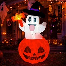 5 FT Halloween Inflatable Pumpkin Ghost Outdoor Yard Decoration picture
