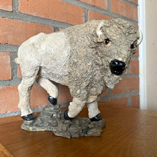 White Buffalo Bison Figurine Statue Collectible Buffalo Resin picture