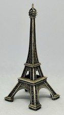 VTG Style Metal Eiffel Tower Figurine Bronze Tone Paris Souvenir Replica 4” picture