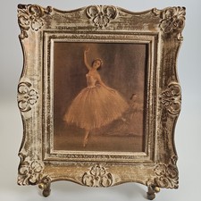 Vtg Gold Gilt Gesso Ornate 3D Wood Frame w/ Sophia Ballarina 9x10 picture