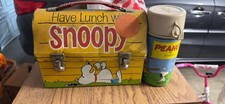 Vintage 1968 Snoopy Dog House Metal Lunch Box With Thermos picture
