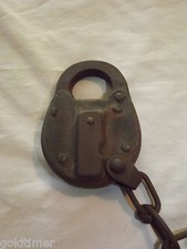 VINTAGE  1800S  MADE IN  U.S.A  OLD IRON  PADLOCK LOCK picture
