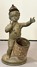 ANTIQUE 1880s FIGURAL Drummer Boy COUNTERTOP CIGAR OIL LIGHTER BRONZED SPELTER picture