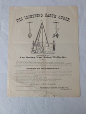 The Lightning Earth Auger Fillmore NY Broadside Advertisement, Post Holes, Wells picture