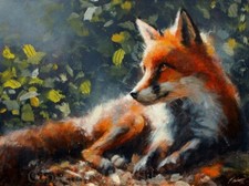 FOX PORTRAIT FINE ART ORIGINAL PAINTING 40 x 30 cm By UK Artist JOHN SILVER BA picture
