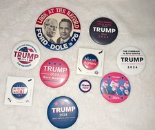 US Political Campaign Election Pins / Buttons Lot Of 10 some vintage Trump picture