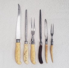 Vintage Landers Frary & Clark Carving Utensils with Celluloid & Stag Handles picture