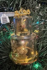 2026 Hallmark Gold Just Married Wedding Cake Glass Christmas Ornament, New w Tag picture