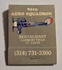 94th Aero Squadron Restaurant Lambert Field St.louis Vtg Unused Matchbook 14 picture