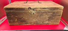 VTG Rustic Brown Wood Storage Box Rectangle Chest Hinged Lid Handle Latch picture