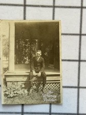Vintage Photo Young Man in Suit Seated on Porch Antique Snapshot picture
